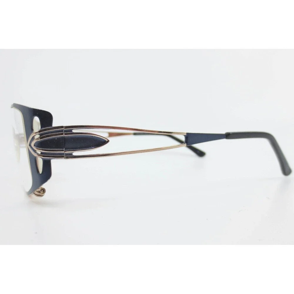 Cupcake Blue Eyeglasses Rectangular Metal Frames Navy Gold Tone 54-17-135 36366